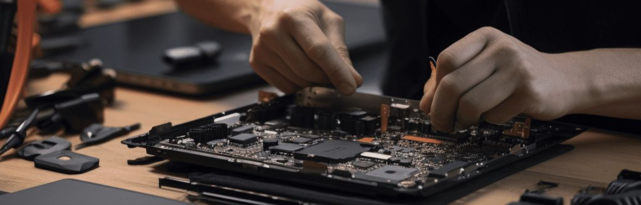 Hands working on computer hardware